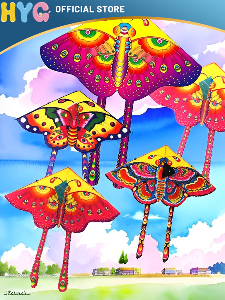HYG kite toy 90cm butterfly kite + 50m kite line triangular kite cartoon butterfly gift for children outdoor games