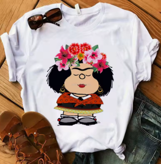 Kawaii Anime Mafalda Graphics Women T-Shirts Summer Loose Tees 90S Short Sleeve Ladies Blouse Ladies White Top Girl Clothes Gift