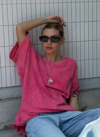 Bornladies 100% Cotton Retro T-shirt Men Women Vintage Short-sleeve Wax printing T Shirts Solid Color Hip Hop Loose Tees