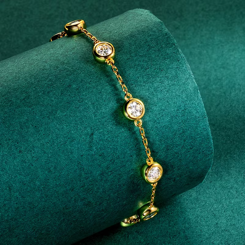 Smyoue 4/5mm Classic Bubble Moissanite Bracelet for Women 8 Stones Sparkling Lab Diamond Tennis Bracelet 925 Sterling Silver GRA