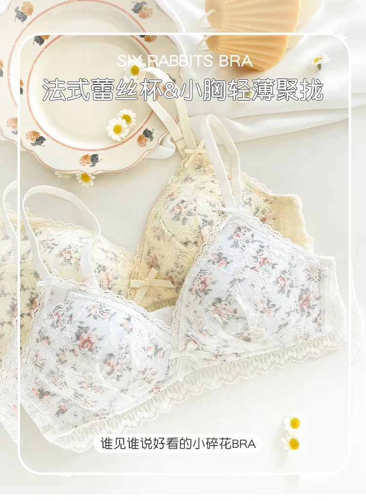 Summer Sexy Lace Tube Top Women Fragmented flowers Bralette Thin Chest Girl Bras Seamless Transparent Lingerie French Underwear