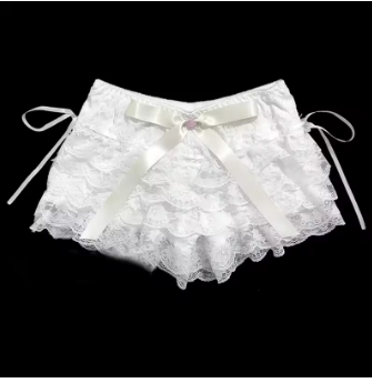 Cottage Coquette Y2K 00s Vintage Shorts Women Kawaii Lace Trim Multi-layers Bottoms Fairycore Retro Lolita Sweet Pettipants