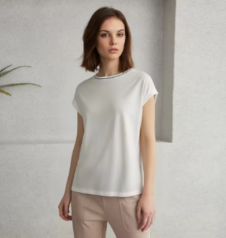 K2192W Pima Cotton Tshirt Tops for Ladies T-Shirt Luxury Clothes Summer T Shirts Women's Clothing