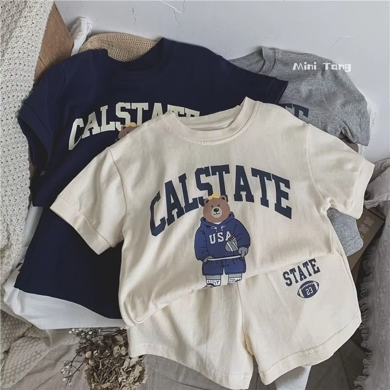 2025 Summer New Baby Short Sleeve Sport Clothes Set Cute Cartoon Print Kids Boy Girl T Shirts + Shorts 2pcs Suit Toddler Outfits