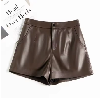 Leather Shorts Women Genuine Sheepskin Short Pants High Waist Sexy Women 2025 New In Outwears