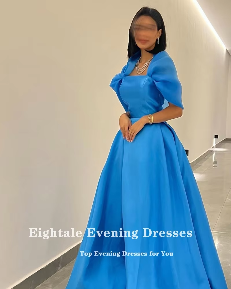 Eightale New in Evening Dress Cap Sleeves A-Line Floor Length Blue Prom Wedding Party Gowns Customized vestidos de noche