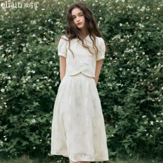 OLrain Lace Jacquard Two-piece Sets 2025 Spring Summer Short Chic Buckle Tops A-line Long Skirt New in Matching Sets O24XE91858