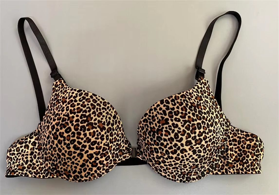 Women Push Up Bra Sexy Leopard Push Up Women Bra Underwire Plus Size Bras for Women ABC Cup Lagre Brassiere Comfortable Tops