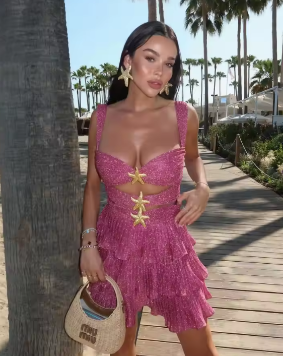 Short Mermaid Dress Cami Dress Elegant Short Dress Women Bandage Cutout Sleeveless Halter High Waist A-line Mini Dress Fashion